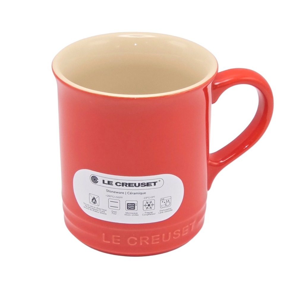 Le Creuset Stoneware Carmin Red Vancouver Coffee Mug 14 oz Made in Thailand NEW
